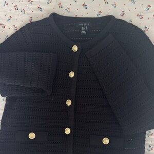 New Look Black Knit Cardigan with Gold Accents